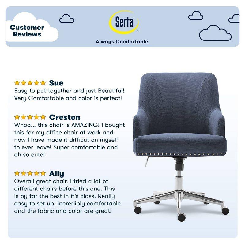 Style Leighton Home Office Chair Sanctuary Blue - Serta: Swivel, Adjustable, Wood Frame, Fixed Arms
