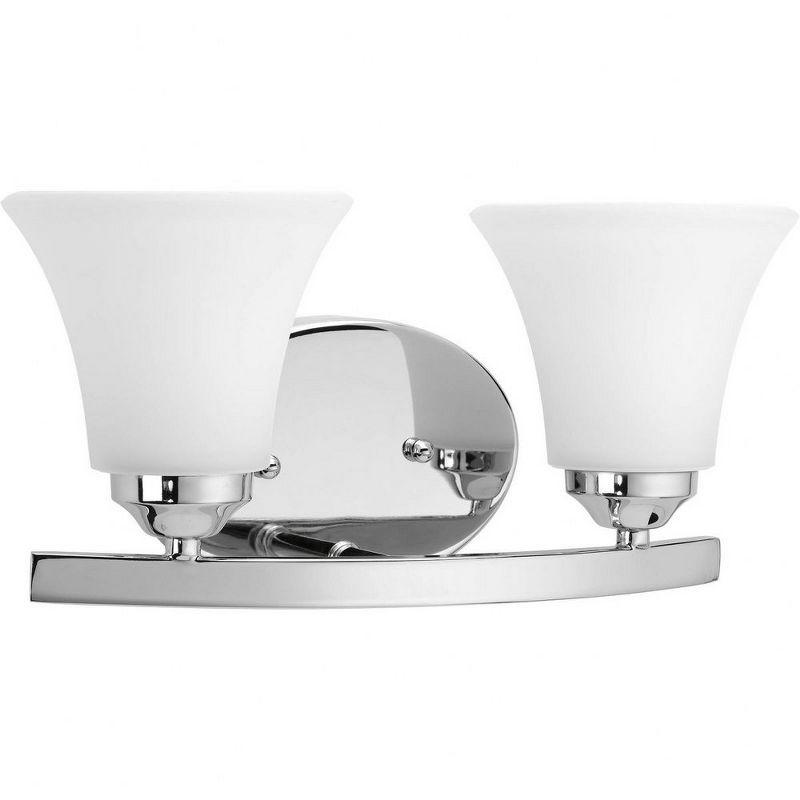 Progress Lighting Adorn Collection 2-Light Bath Fixture, Polished Chrome, Tapered Glass Shades