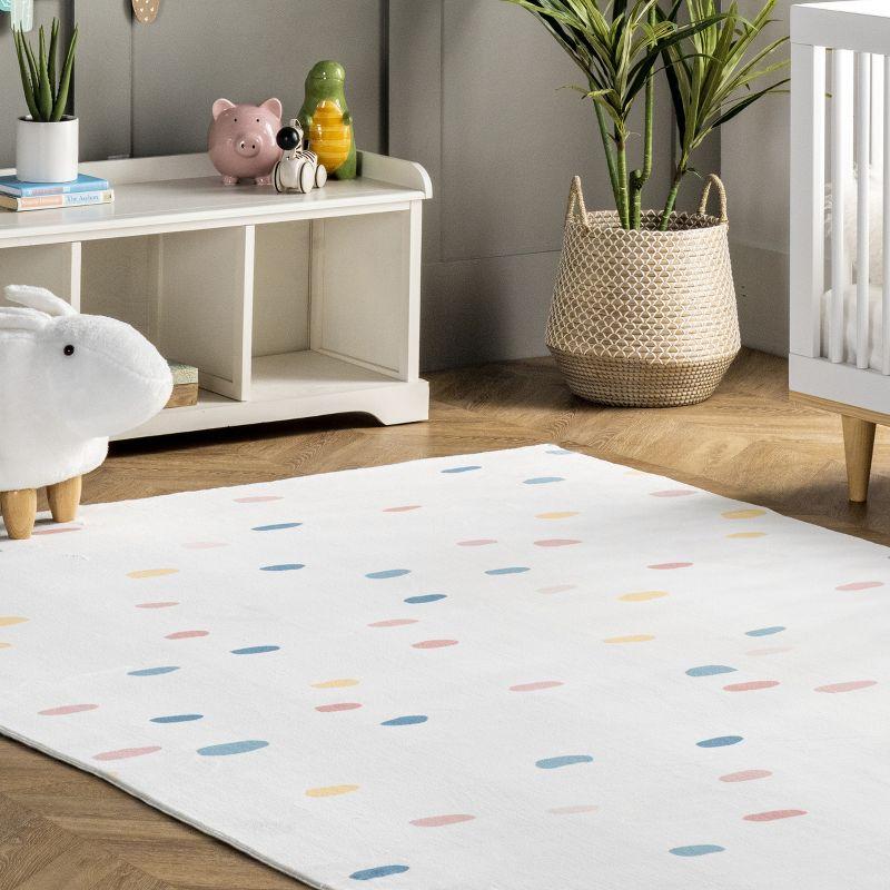 Playful Pastel Polka Dot 5' x 8' Synthetic Area Rug for Kids