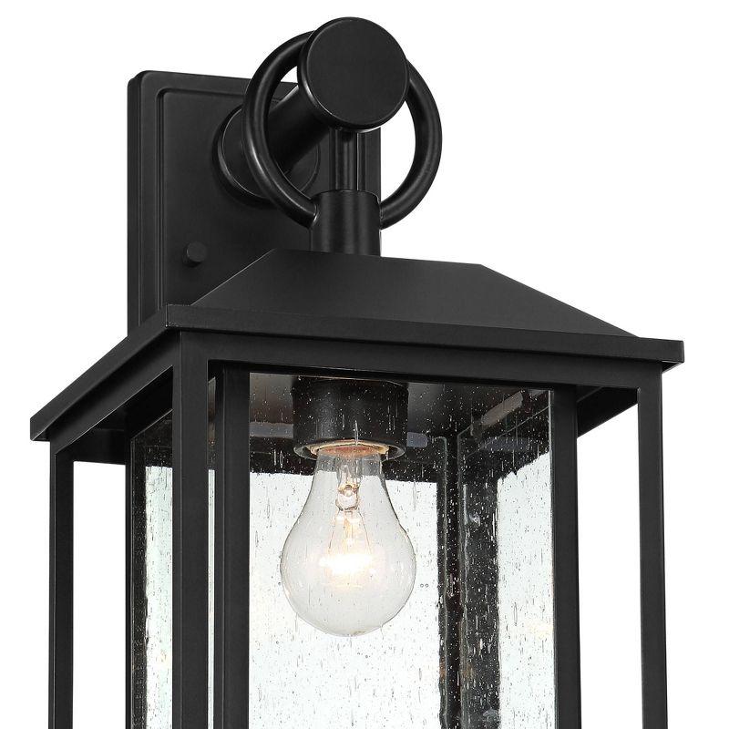 John Timberland Califa Mission Outdoor Wall Light Fixture Black Metal 18" Clear Seedy Glass for Post Exterior Barn Deck House Porch Yard Patio Home