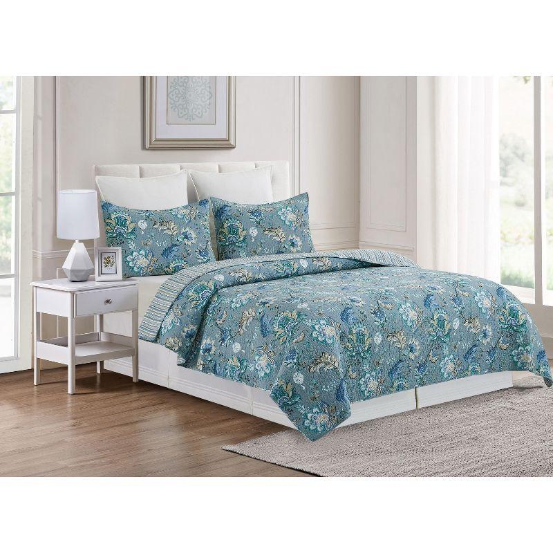 C&F Home Morrison Cotton Floral Jacobean Quilt Set  - Reversible and Machine Washable