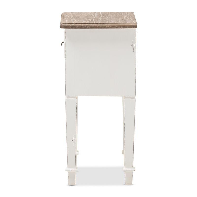 Dauphine Provincial Oak Nightstand with Storage Shelf - Baxton Studio: Mindi-Wood Top, Metal Handle
