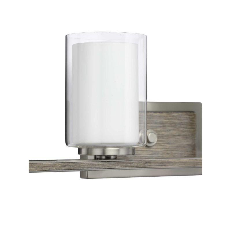 Progress Lighting Mast 4-Light Bath Vanity in Brushed Nickel with Clear and Etched Glass Shades