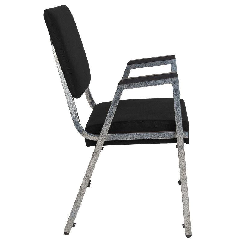 Elegant Stacking Black Fabric & Silver Metal Reception Arm Chair