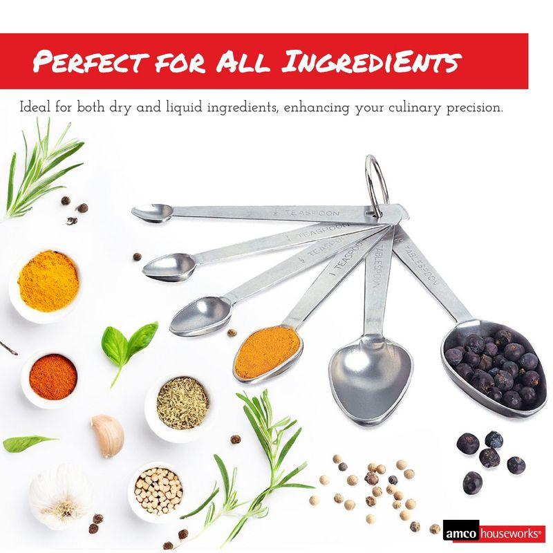 Professional Performance Stainless Steel Measuring Spoons Set of 6