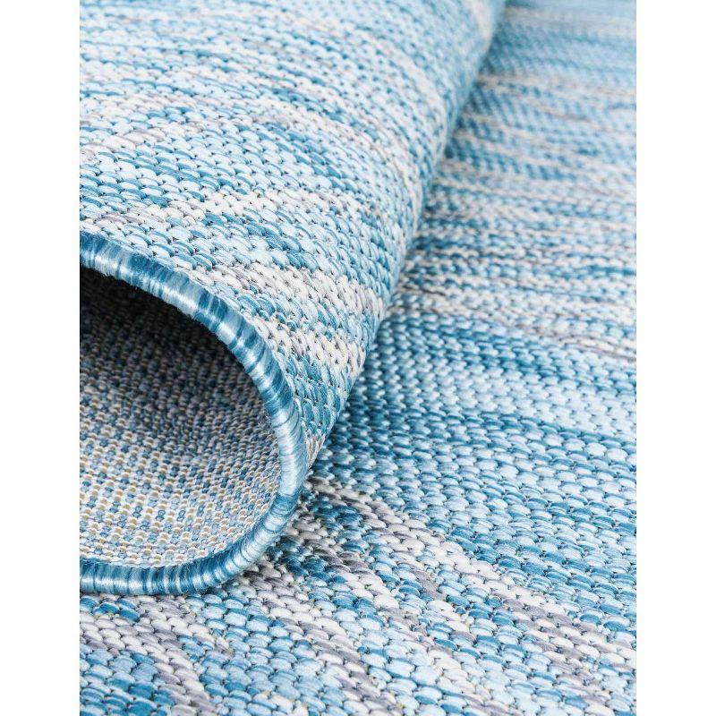 Unique Loom 7' 0 x 10' 0 Rectangle Indoor/Outdoor Botanical Light Aqua Area Rug