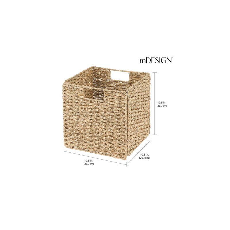 Natural Seagrass Woven Cube Storage Baskets with Handles, Set of 6