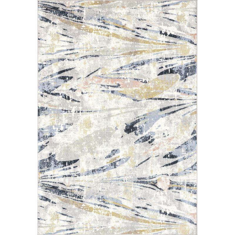 Abstract Multicolor Machine Washable Indoor Area Rug