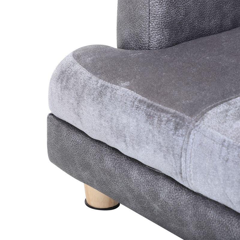 PawHut Luxury Fancy Dog Bed for Small Dogs, Small Dog Couch with Soft Fuzzy & Faux Leather Combo, Dog Sofa Bed, Rectangle Modern Furniture, Puppies