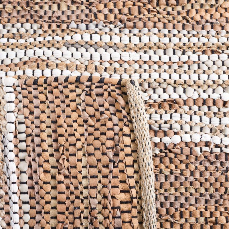 Vintage Leather VTL204 Hand Woven Area Rug - Light Brown/Ivory - 3'x5' - Safavieh.