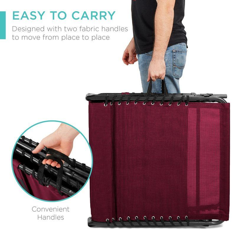 Best Choice Products Patio Chaise Lounge Chair, Outdoor Portable Adjustable Pool Recliner w/ Pillow - Wine Red