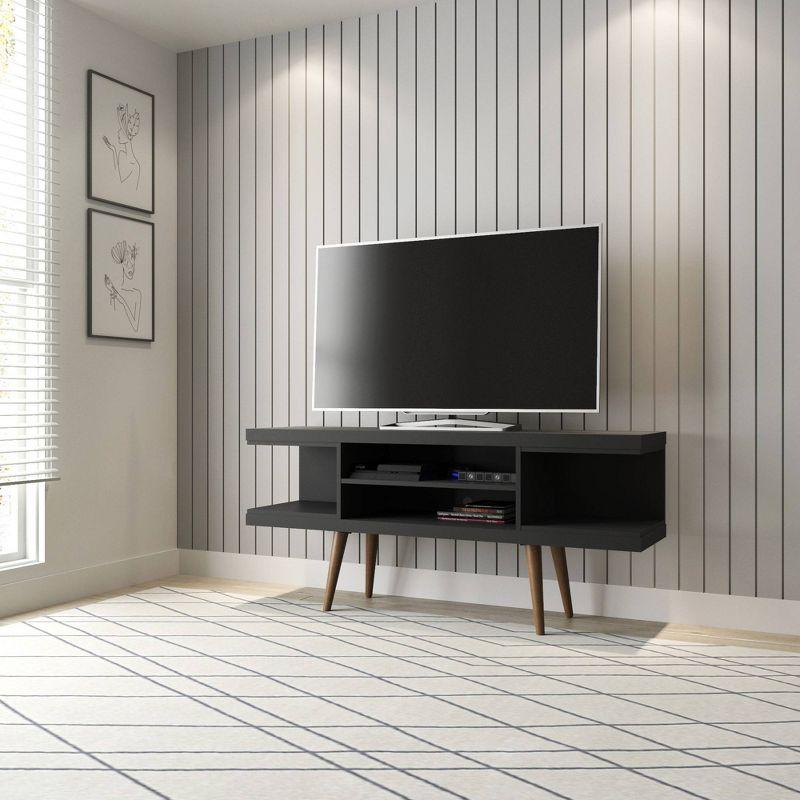 Utopia Splayed Wooden Legs and 4 Shelves TV Stand for TVs up to 50" - Manhattan Comfort