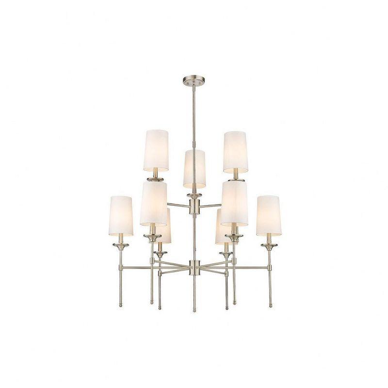 Emily Brushed Nickel 9-Light Tiered Chandelier with Fabric Shades