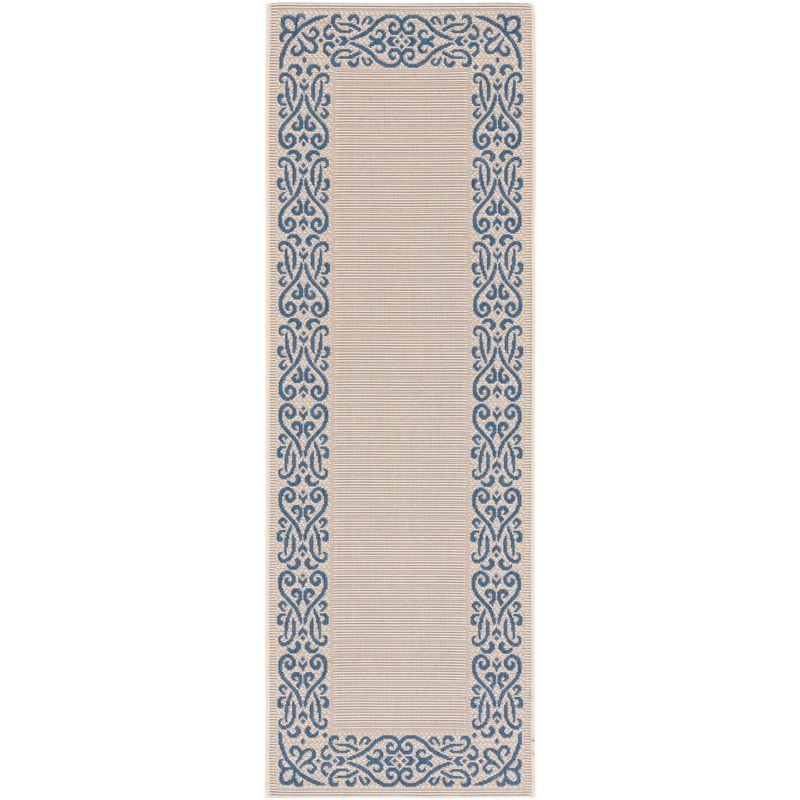 Courtyard CY1588 Power Loomed Indoor and Outdoor Runner Rug - Natural/Blue - 2'3"x10' - Safavieh