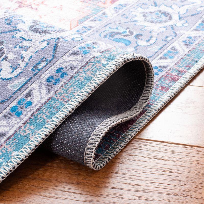 8' x 10' Blue Reversible Washable Viscose Area Rug