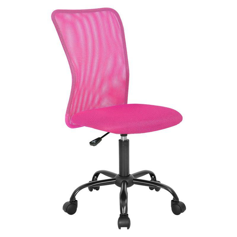 BestMassage Mesh Office Chair Computer Chair with Lumbar Support & Thickly Padded Seat Rolling Swivel Back Support Chair for Home Office, Pink