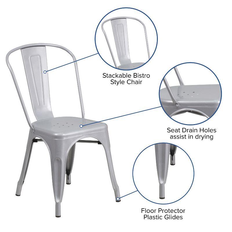 Flash Furniture Commercial Grade Silver Metal Indoor-Outdoor Stackable Chair