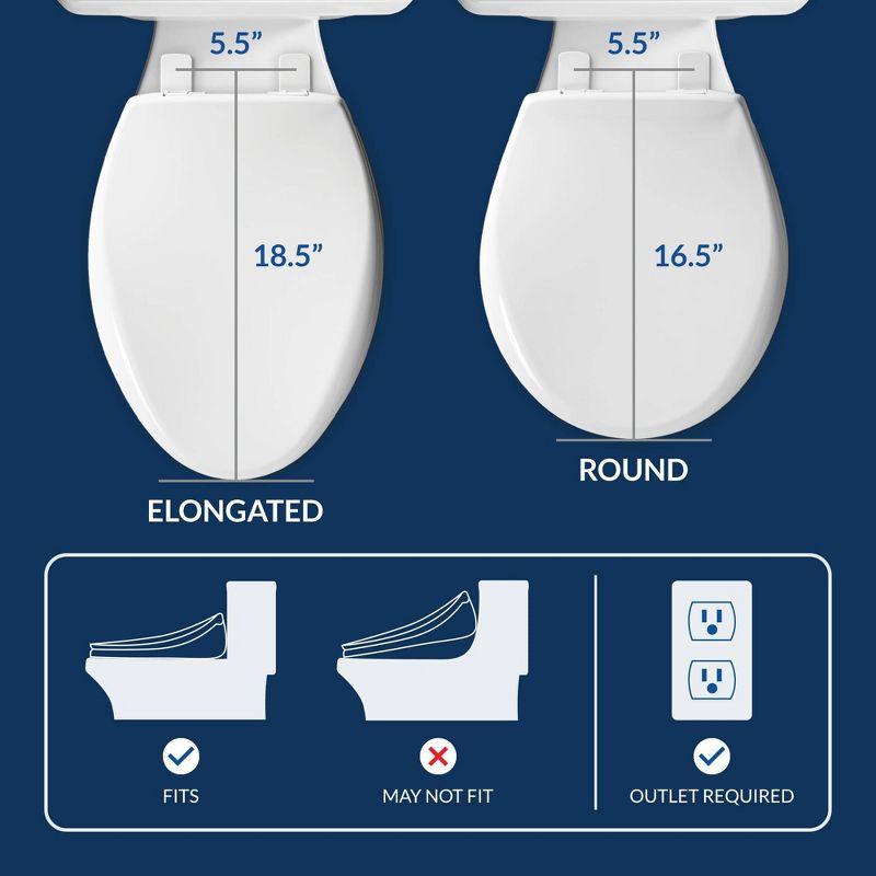 Bliss White Plastic Elongated Bidet Toilet Seat with Remote