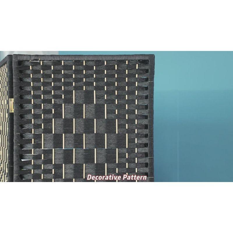 FDW Versatile 4 Panel Folding Room Divider Screen Divider Wooden Screen Folding Portable Partition with Built-in Shelves Stylish, Brown