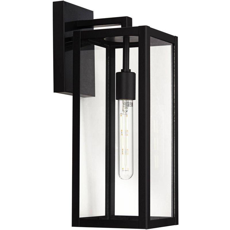 John Timberland Titan Modern Outdoor Wall Light Fixture Mystic Black 17" Clear Glass for Post Exterior Barn Deck House Porch Yard Patio Home Outside