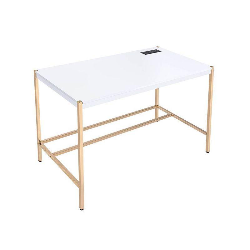 42" Midriaks Writing Desk White/Gold Finish - Acme Furniture