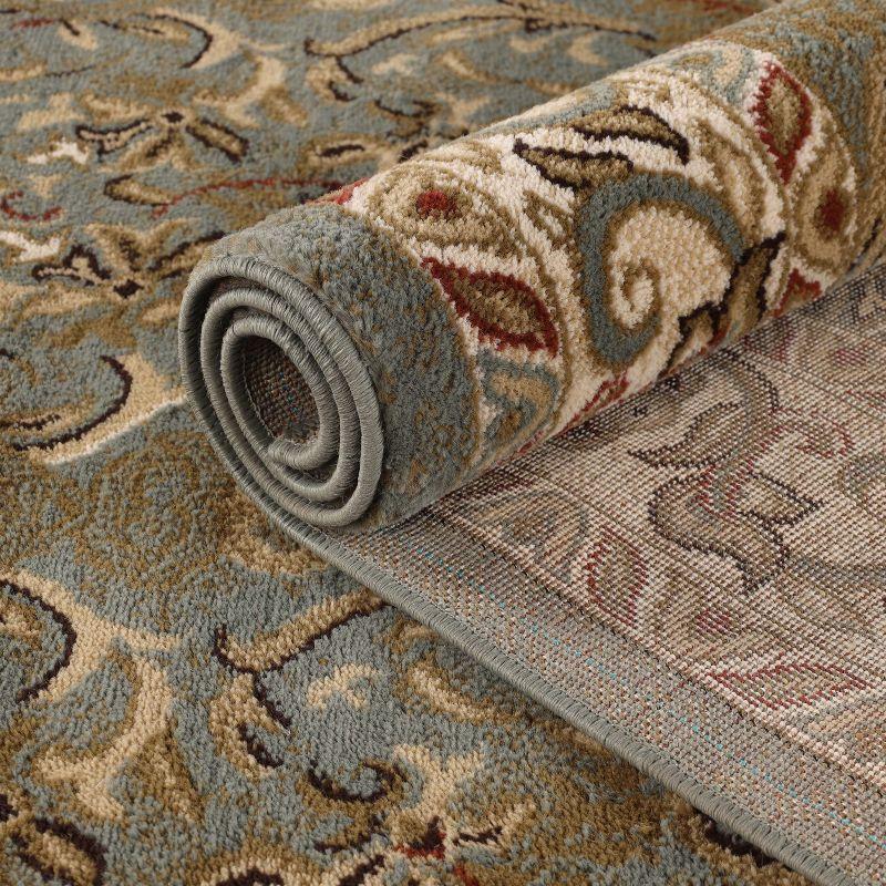 Traditional Floral Scroll Indoor Runner or Area Rug, 4'x6', Dark Green - Blue Nile Mills