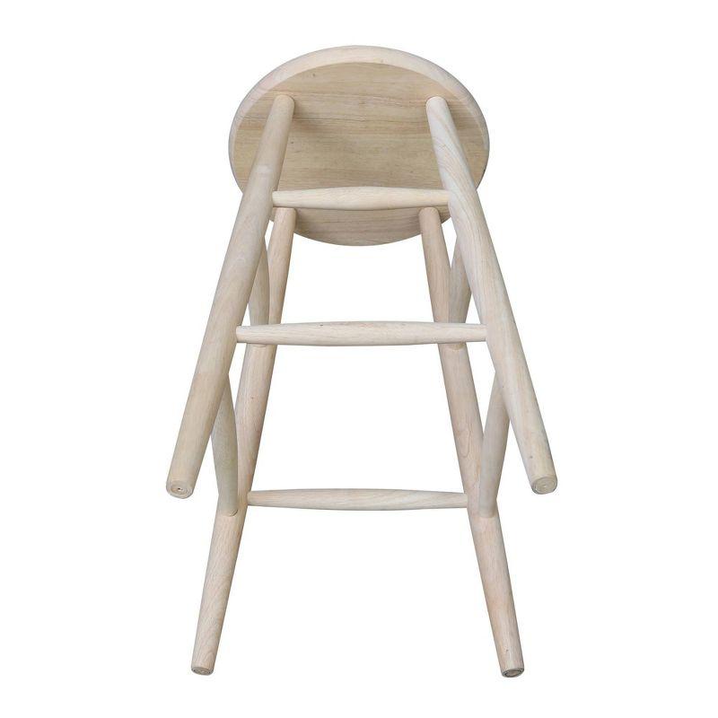 30" Scooped Seat Counter Height Barstool Unfinished - International Concepts: Solid Wood, Round, Backless