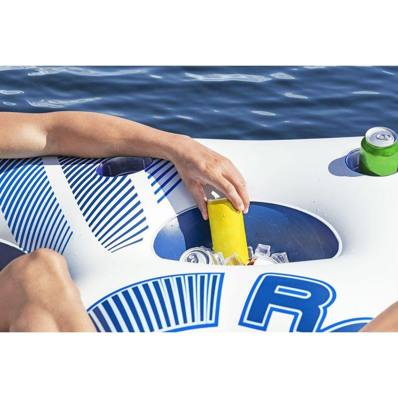 Hydro-Force Rapid Durable Rider Quad 4 Person River Tube with Built In Coolers, Cup Holders and Heavy Duty Handles, Multicolor