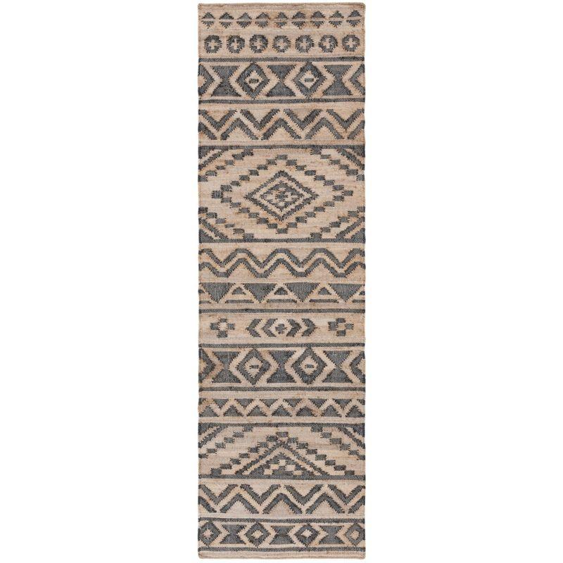 Kilim KLM751 Hand Loomed Runner Rug - Natural/Charcoal - 2'3"x9' - Safavieh