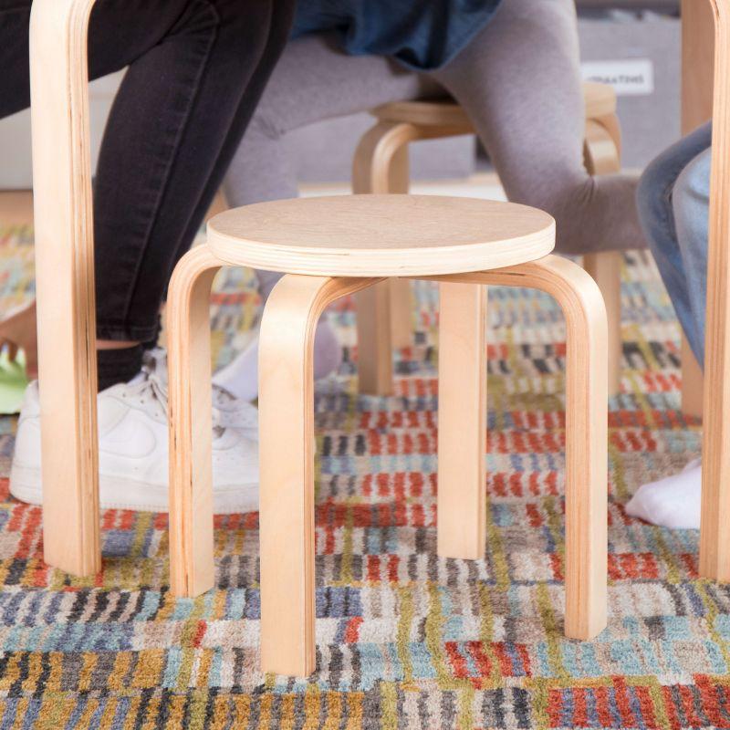 Birchwood Natural Round Toddler Play Table & 4 Stools Set