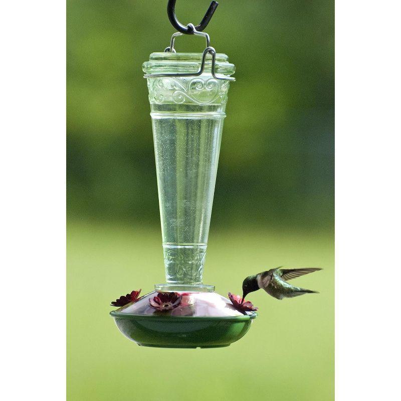 Audubon Green/Red Torchiere Decorative Glass Hummingbird Feeder - 8 Ounces