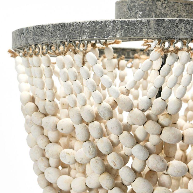 Tiered Draped Wood Bead and Metal Semi-Flush Light - Storied Home