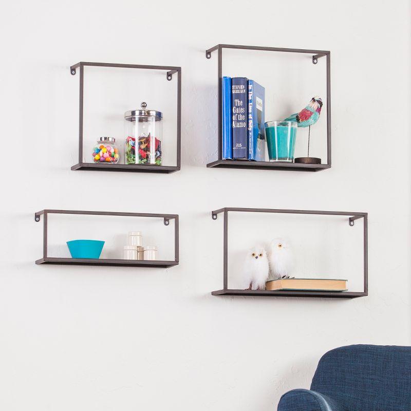 Holly & Martin Zyther Metal Wall Shelves - 4pc Set - Antique Black/Brown - SEI