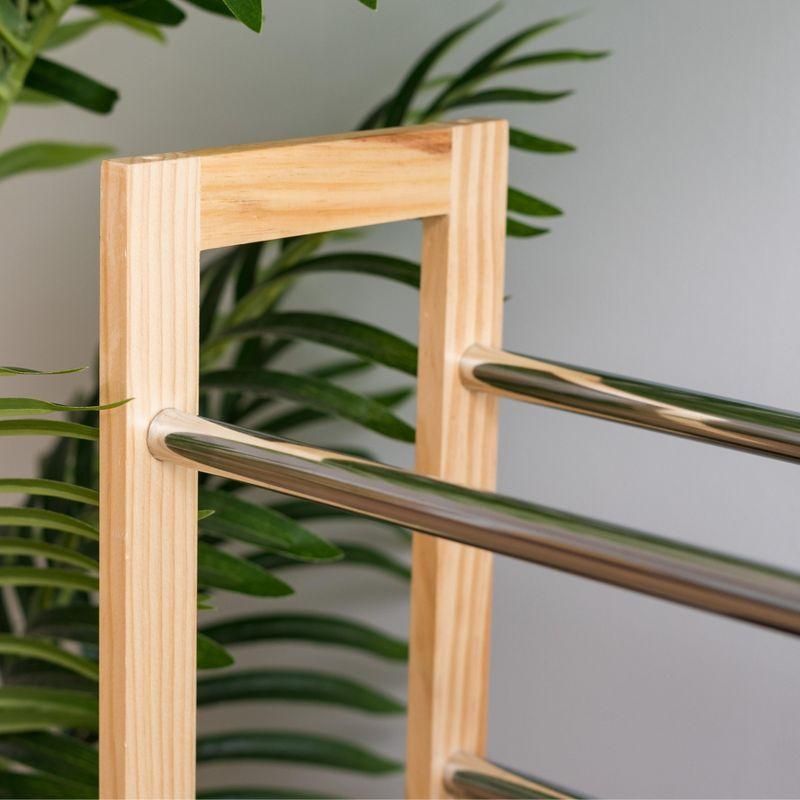 Expandable Pine Wood and Metal 3-Tier Shoe Rack