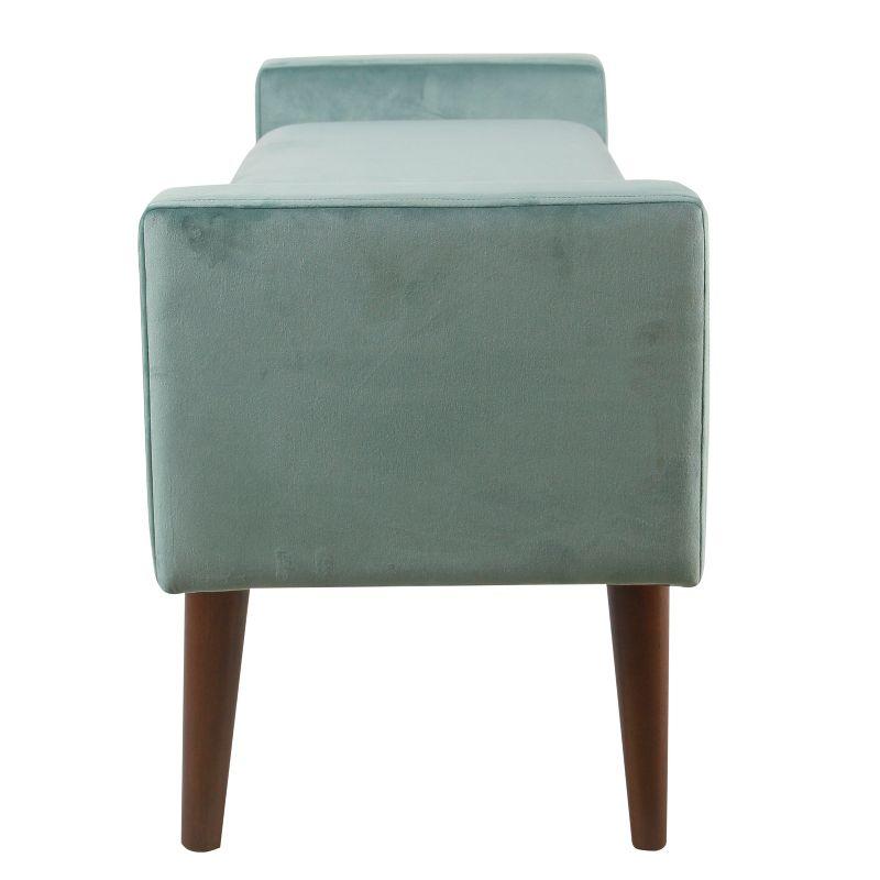 HomePop Fulton Velvet Storage Bench Aqua Blue: Mid-Century, Hinged Lid, Upholstered, Plywood Frame