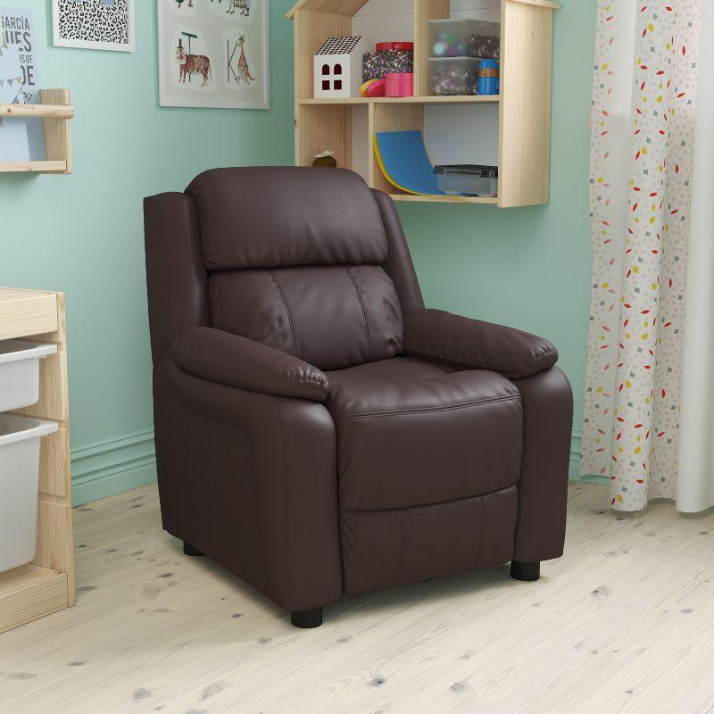 Brown LeatherSoft Kids Recliner with Microfiber Padding