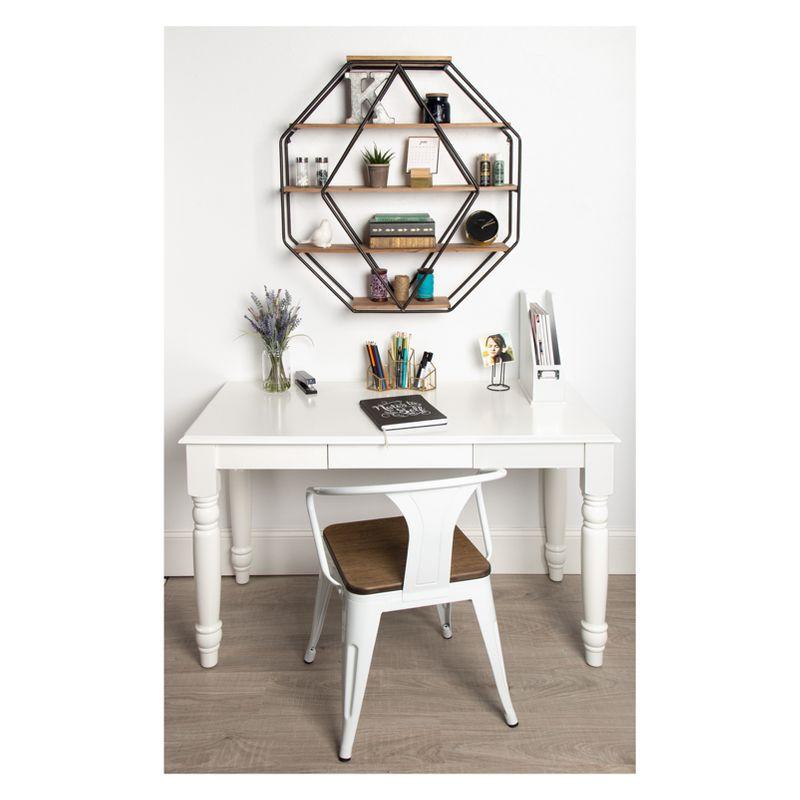 Kate & Laurel All Things Decor Wall Shelf Octagon Shaped Walnut/Black: 5-Tier Metal Floating Decorative Shelving