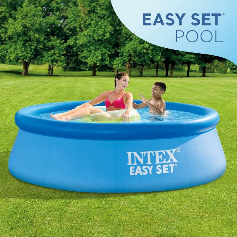 Intex 28110EH Easy Set 8 Foot x 30 Inch Round Inflatable Outdoor Backyard Above Ground Swimming Pool, 639 Gallons of Water, (Pool Only - No Pump))