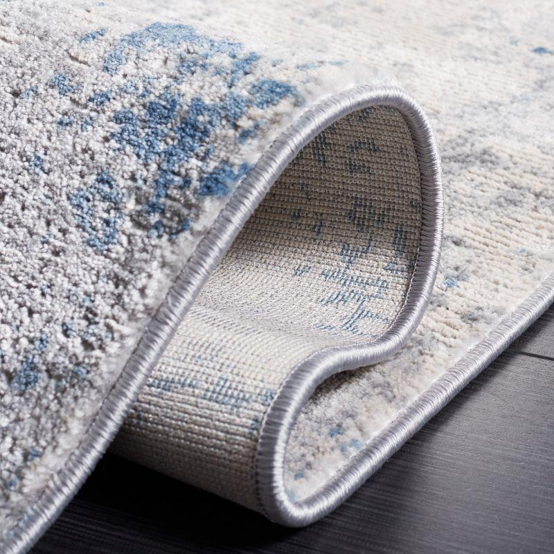 Blue and Gray Abstract Non-slip Synthetic Area Rug