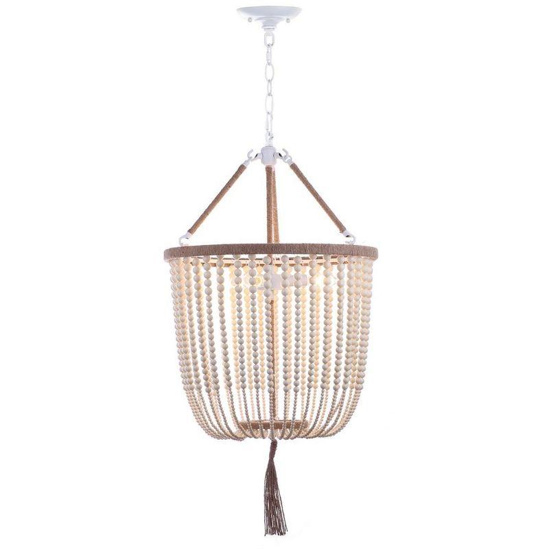 Boho Chic Cream Beaded Pendant Lamp with Luxe Tassel - 18x107.5"