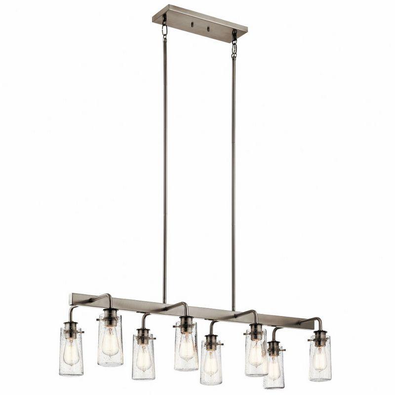 Braelyn 11.25" 8 Light Linear Chandelier with Clear Seeded Glass Classic Pewter