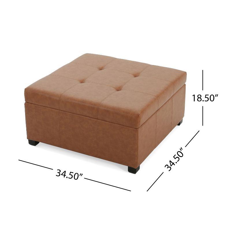 GDFStudio Carlsbad Contemporary Upholstered Tufted Storage Ottoman, Tan/PU