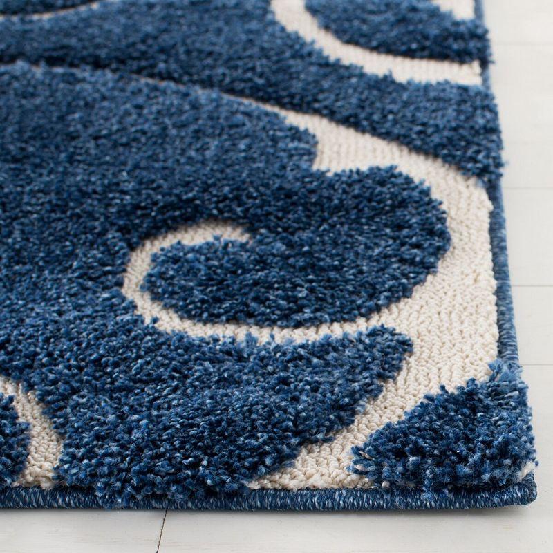Florida Shag SG455 Power Loomed Indoor Area Rug - Dark Blue/Cream - 5'3"x7'6" - Safavieh.