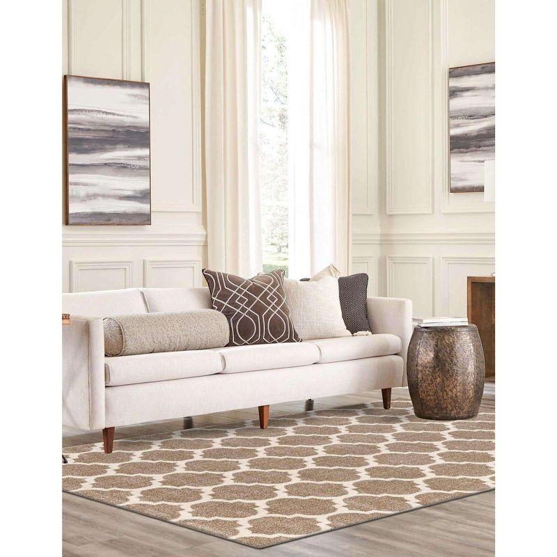 Elegant Trellis Light Brown Indoor Rectangular Rug