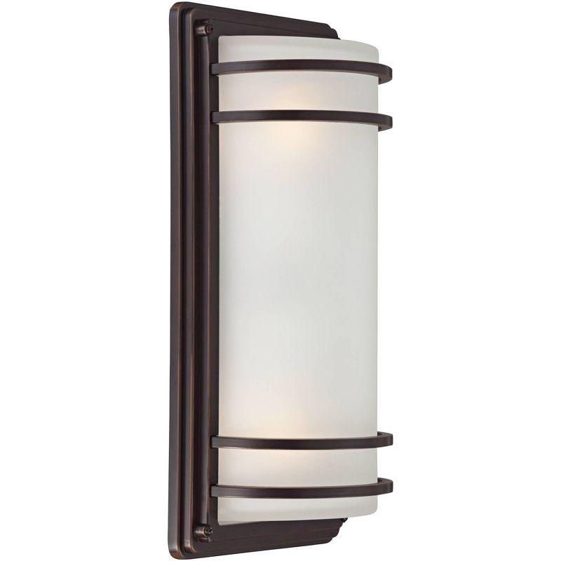 John Timberland Habitat Modern Wall Light Sconce Rubbed Bronze Hardwire 7 1/2" Fixture Opal Etched Glass Shade for Bedroom Bathroom Vanity Reading