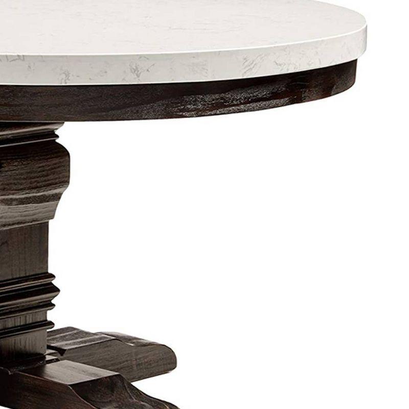 Acme Furniture 54" Nolan Dining Table White Marble/Salvage Dark Oak: 4-Seater, Wood Base, Non-Extendable