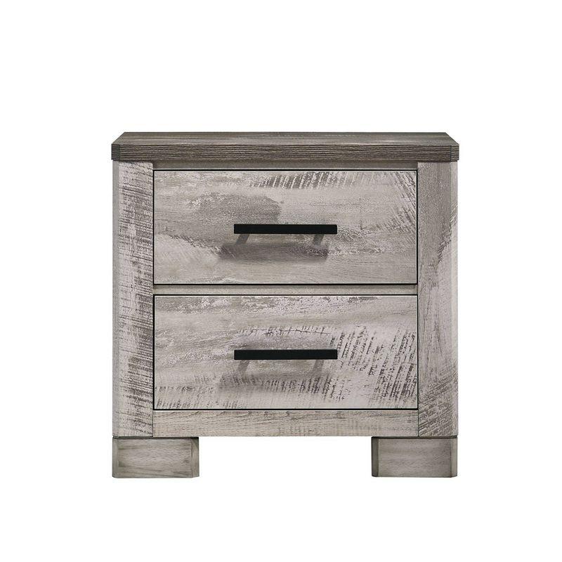 Adam Rustic Gray 2-Drawer Rubberwood Nightstand