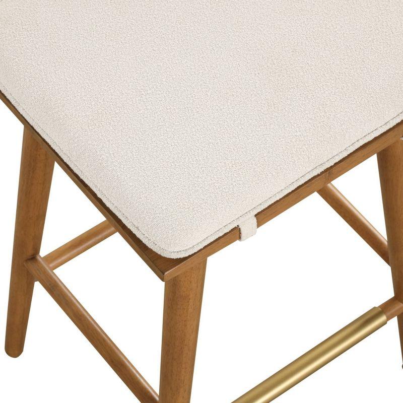 Nathan James Barker Counter Height Barstool: Padded Saddle Seat, Solid Rubberwood Legs, 24" Tall