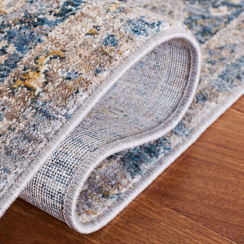 Valencia VAL568 Power Loomed Area Rug - Dark Blue/Yellow - 6'4"x6'4" - Safavieh.