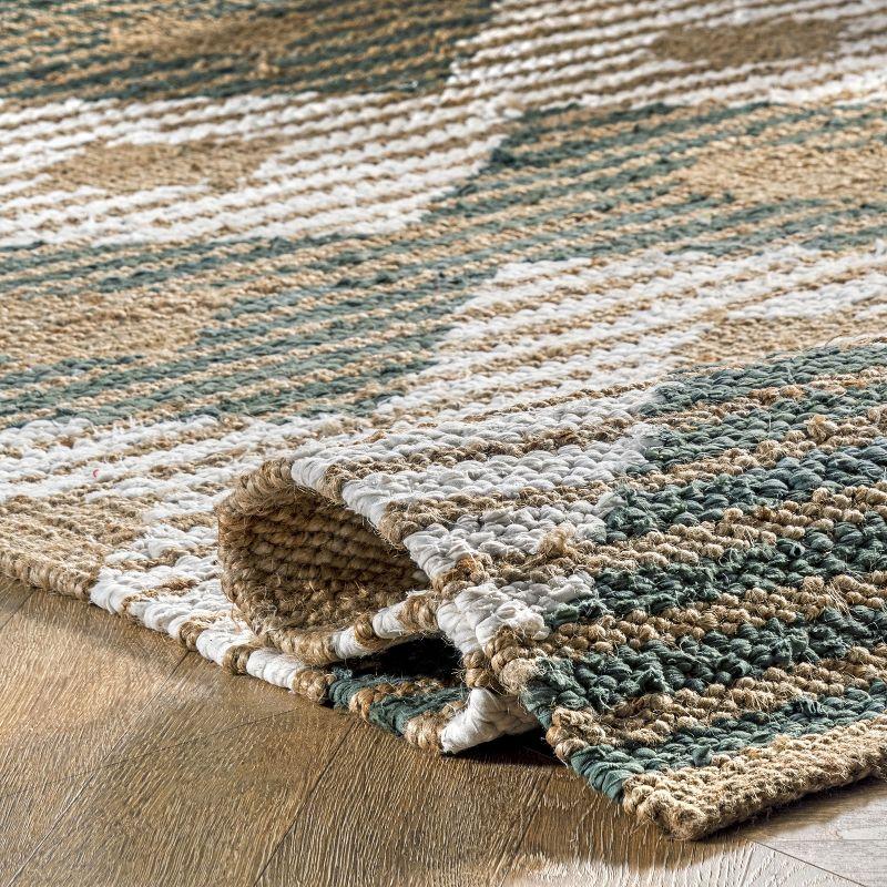 nuLOOM Hand Braided Marla Denim And Jute Diamonds Area Rug, 3' x 5', Olive